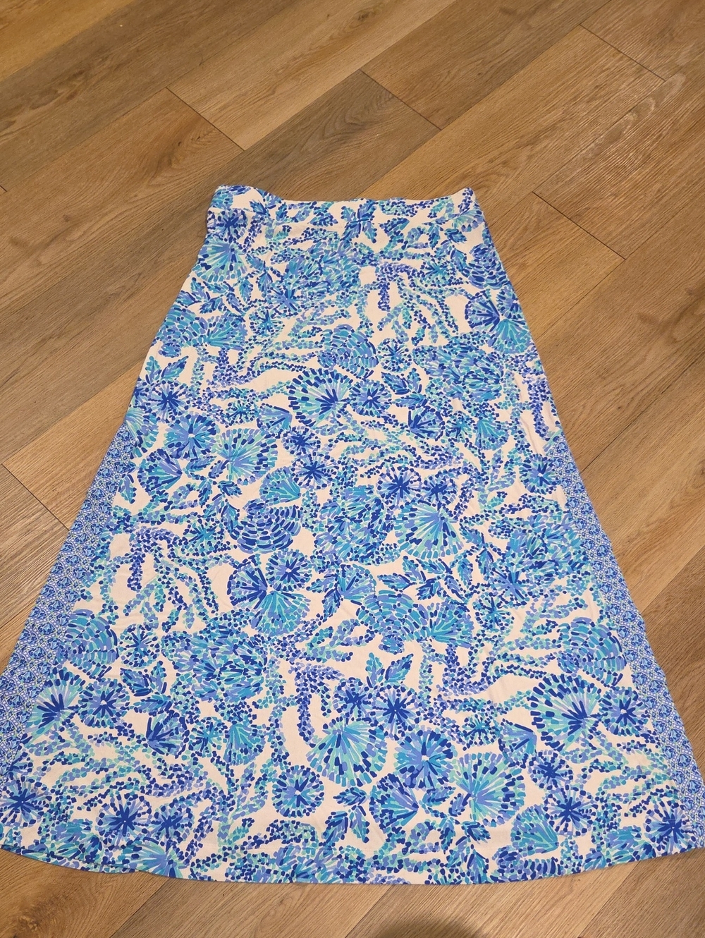 Lilly Pulitzer Blue & Aqua Floral A-Line Skirt